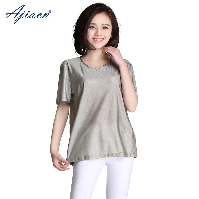 

Women's Silver Fiber Electromagnetic Radiation Protection T-Shirt Silver Fiber Underwear