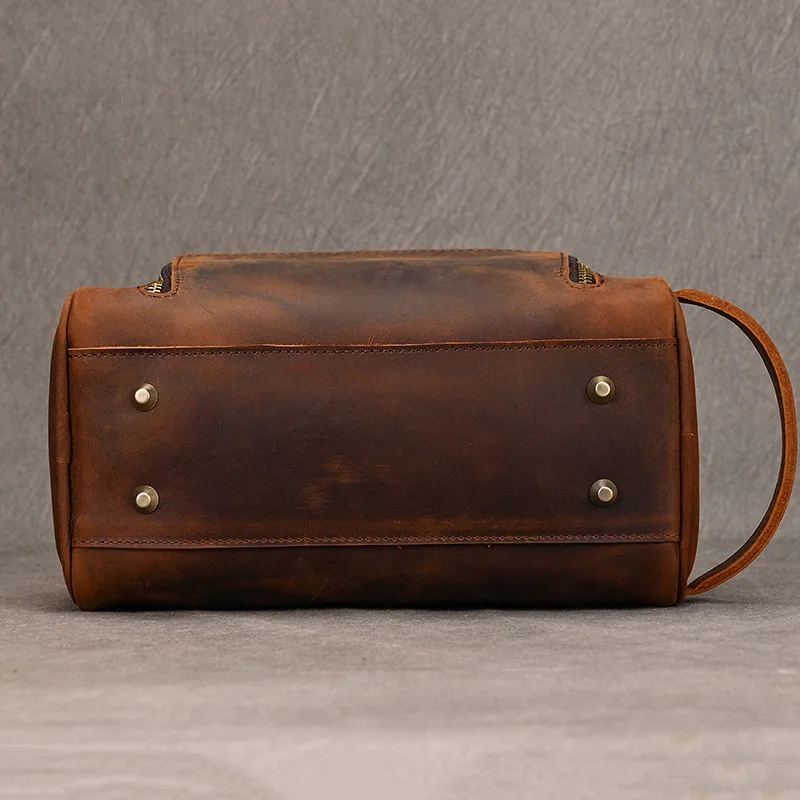  New Luxury Crazy Horse Leather Washing Bag For Men Women Travel Unisex Handbag Makeup Organizer Storage Bags Toiletry Pack