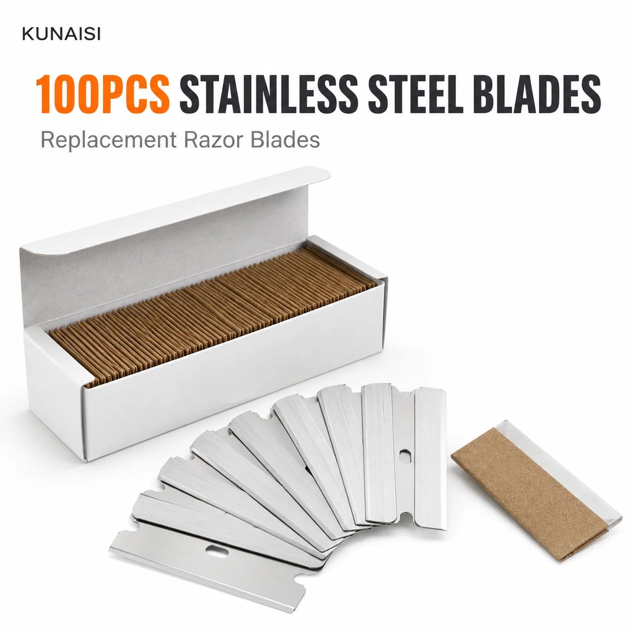 100PCS Stainless Steel Razor Scraper Replacement Blades Car Window Glass Sticker Adhesive Paint Remover Cleaning Tool