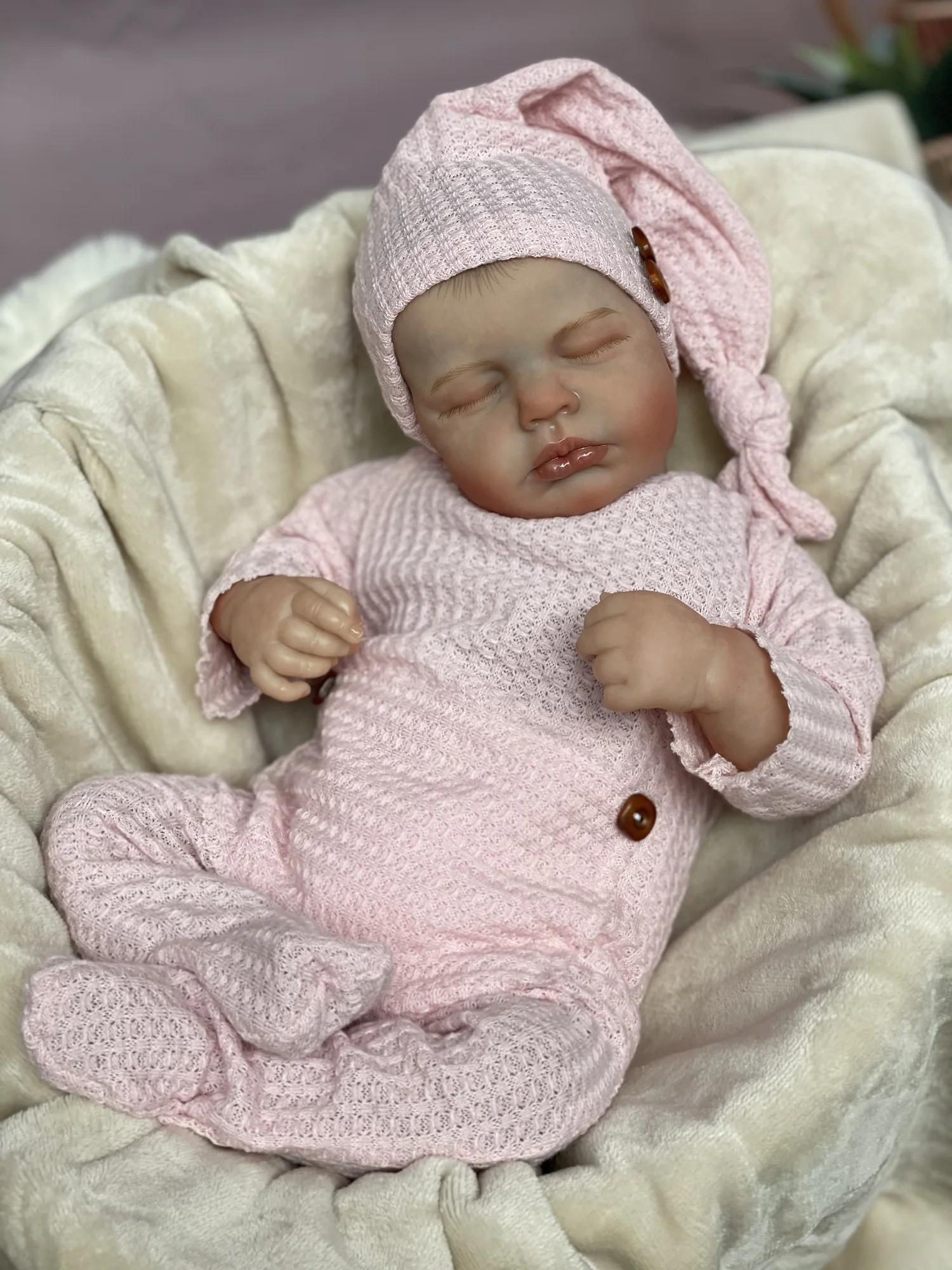 48cm Loulou Twins Bebe Reborn Dolls With Painted Hair Handmade Lifelike Realistic Muñecas Reborn For Family's Gift