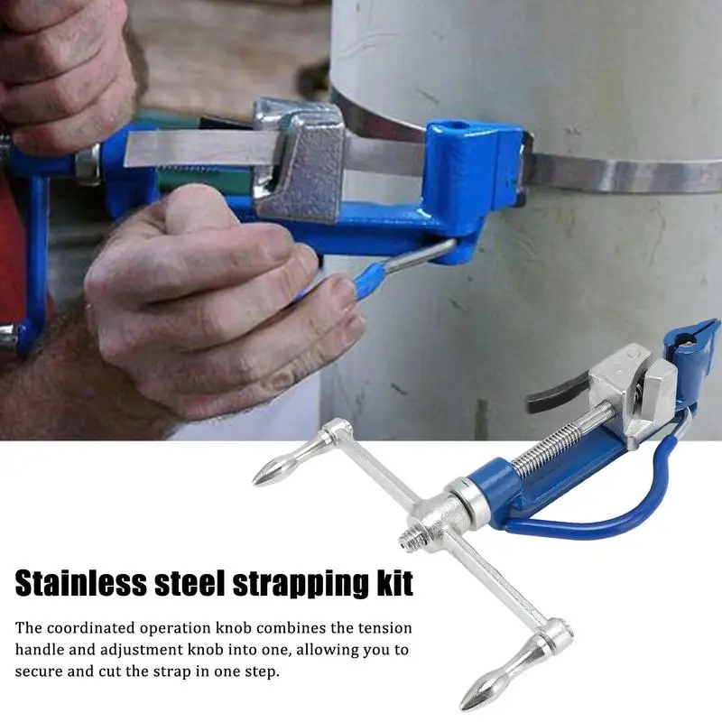 Stainless Steel Strapping Kit 8.2 Inches Metal Banding Kit Metal Strapping With Tensioner Tool Heavy Duty Cutting 1.2mm Strips