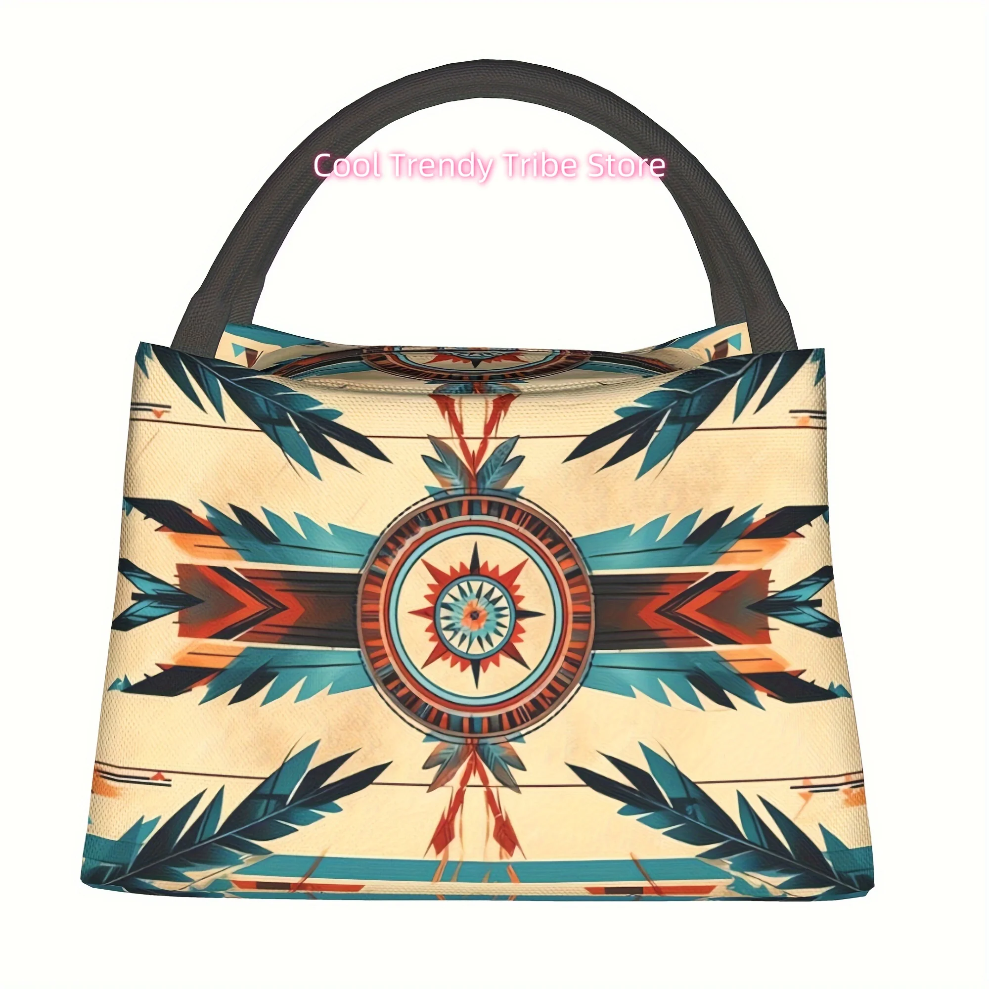 1pc Bohemian style pattern, portable reusable refrigerated bag, insulated bag, insulated lunch bag,   for camping, picni
