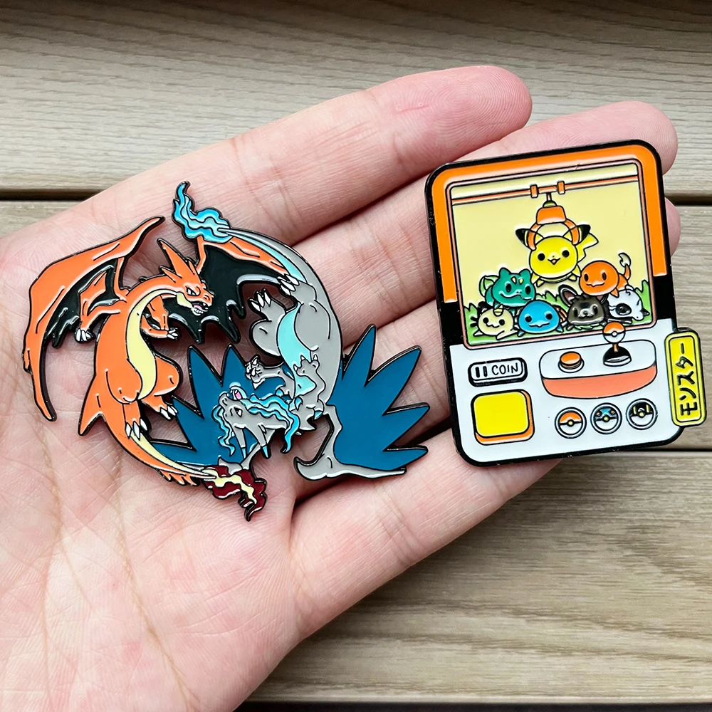 6 Stück Große Coole Cartoon-Anime-Monster Emaille-Pins Set Blastoise Venusaur Mega Charizard Spiel-Charakter Metall-Brosche Abzeichen – Detail 3