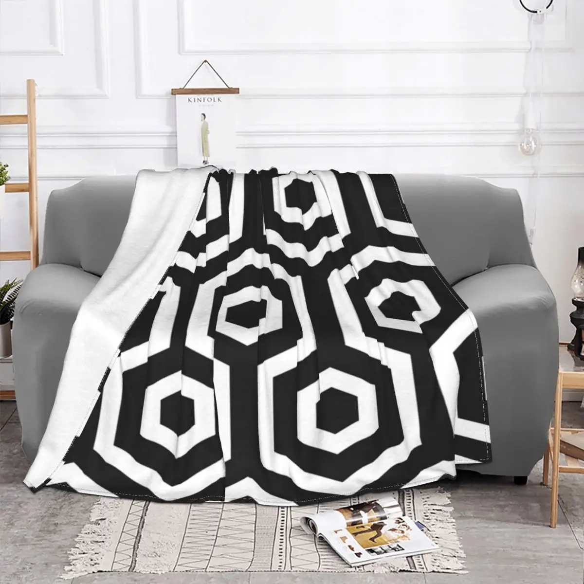 Mono Hexagonal Plush Blankets Quilt For Bed Winter Warm Blanket Throw Blanket