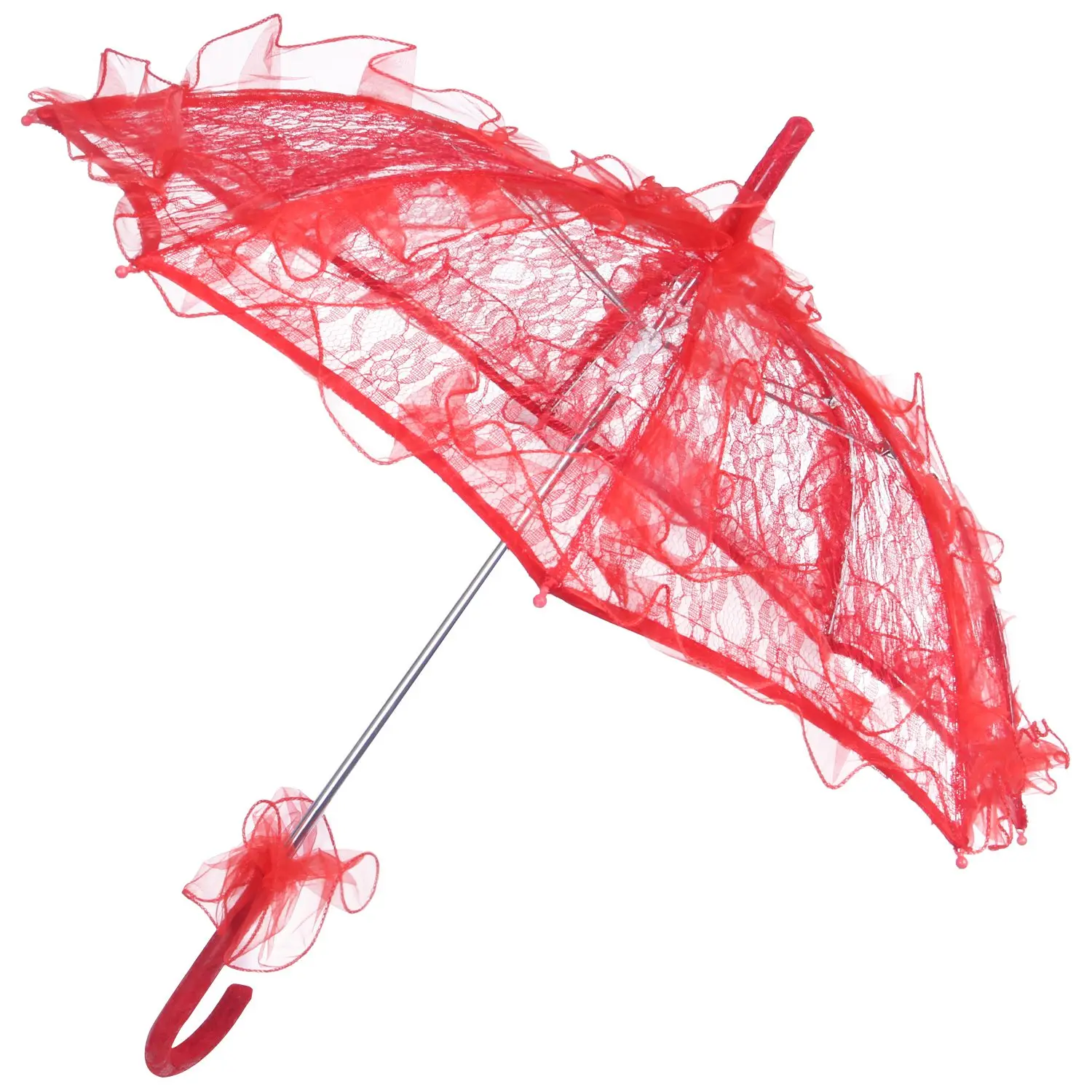 

A04I Lace Parasol Wedding Lace Flower Wedding Bride Parasol Umbrella red