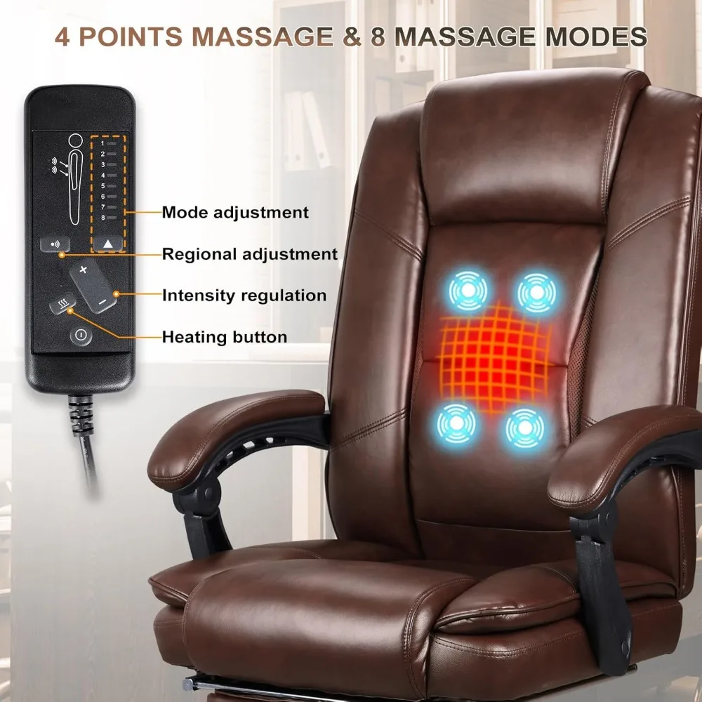 cadeira de massagem vibratória aquecida com massagem de 4 pontos, apoio lombar e apoio para os pés