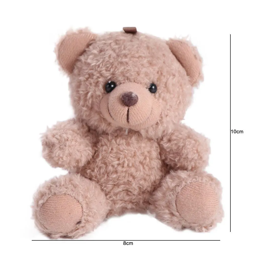 Birthday Gift Stuffed Animals Little Bear keychain Animal Bear Curly Sitting 10Cm Soft Bear Bag Pendant Boys and Girls