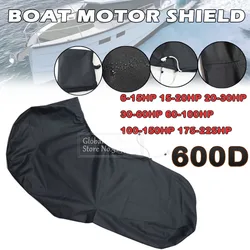 600D Boat Full Outboard Engine Motor Cover Protection Black For 6-225HP Motor Waterproof Anti-scratch Sunsh ade Dust-proof