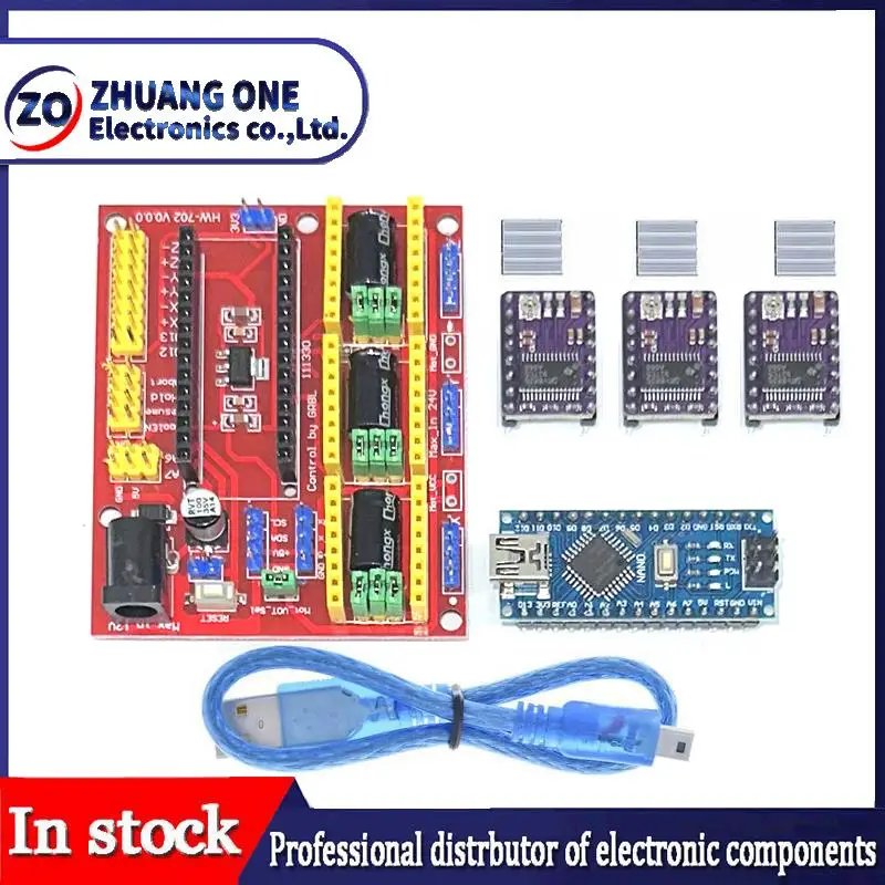 CNC Shield V4 macchina per incidere stampante 3D + Nano 3.0 con cavo USB + 3 pezzi A4988 / DRV8825 Reprap driver passo-passo Set per Arduino