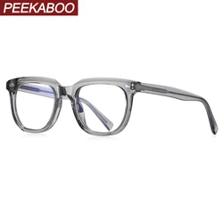Peekaboo brown transparent glasses frame for men clear lens women blue light square glasses tr90 retro korean style high quality
