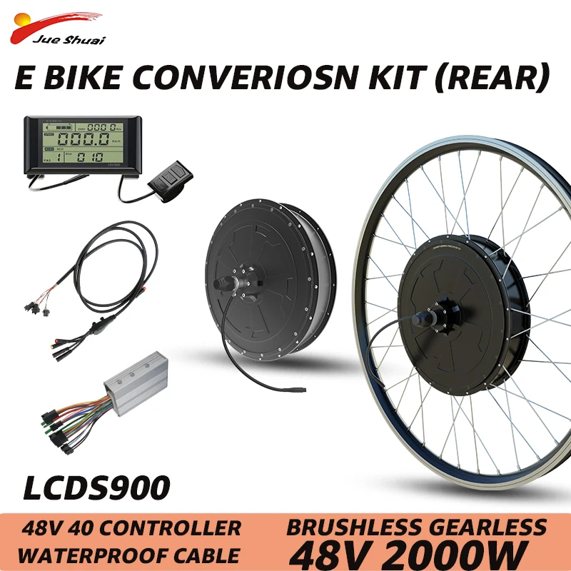 48V 2000W High-Speed Brushless Gearless Hub Motor for Flywheel 135mm Electric Bike Conversion Kit 26''700C 27.5INCH 29INCH Wheel