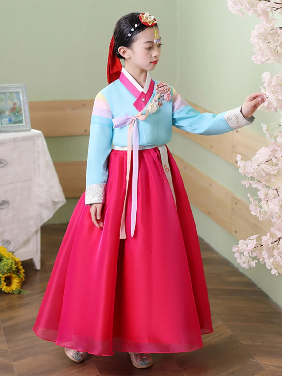 Kimono Frauen Mädchen Koreanische Hanbok Tanzkleid Ethnische Nationale Minderheit Kinder Leistung Tanzen Bühnenkostüm