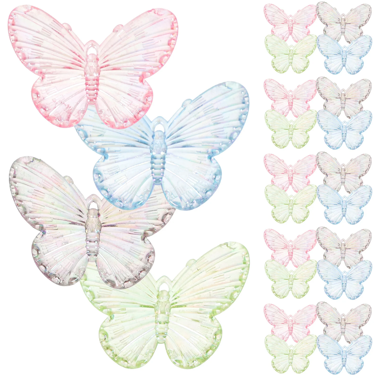 40個入り レジン製蝶チャーム フラットバック ミニバタフライ DIYクラフト ヘアクリップ 携帯ケースデコ ジュエリー製作アクセサリー