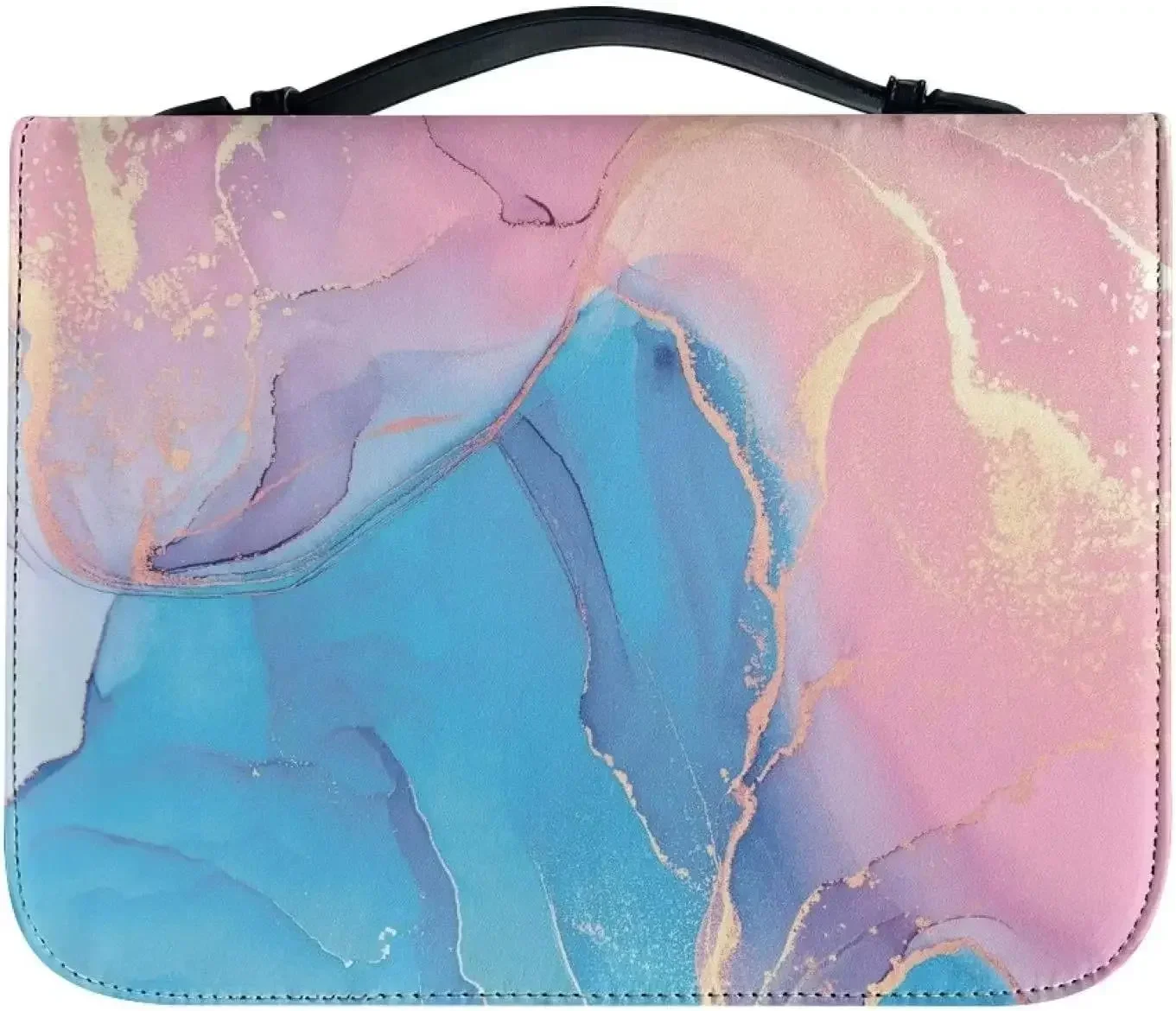 

Marble Bible Cover for Men White and Gold Bible Case for Women Girl with Handle and Zipper Bible Bag Journal Case Christian Gift