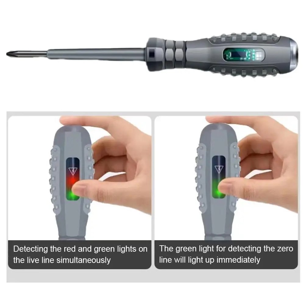 Intelligent Voltage Tester Screwdriver Live Neutral Wire Detector with Red Green Indicator Light Electric Test Pen