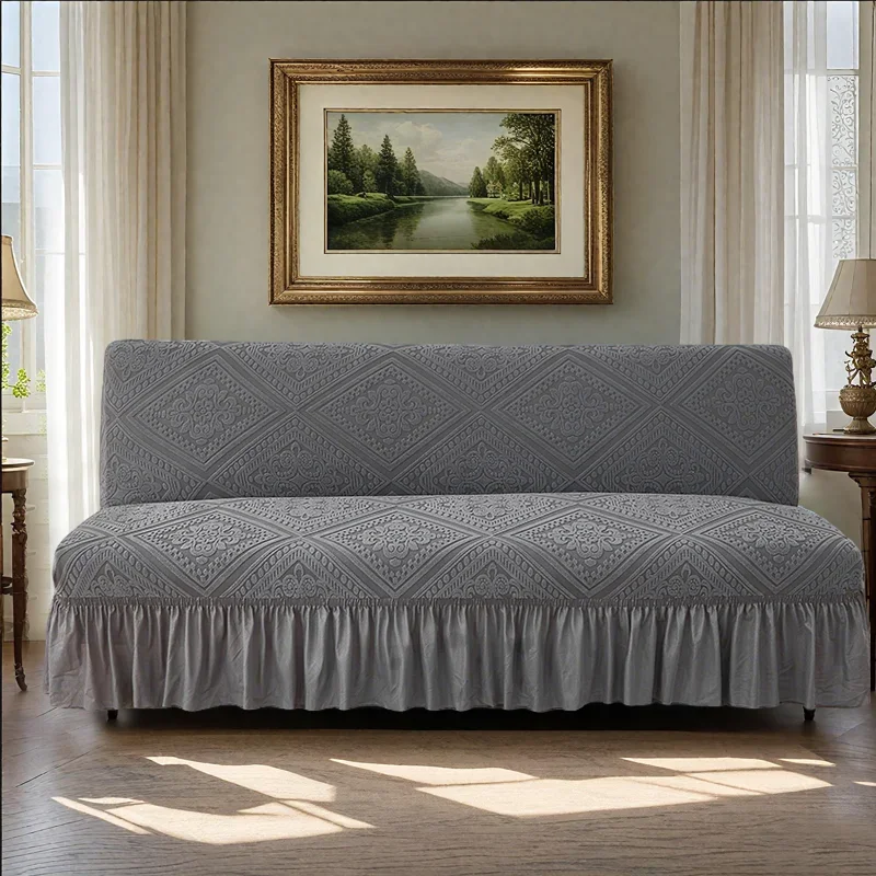 Armless Sofa Bed Cover with Elastic Bottom, Couch Cover Slipcovers Stretch Sofa Coverolding Foldable Futon Sofa Cover