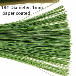 30PCS 60cm Length 18# 1mm/0.039Inch Paper coated Green Iron Wires For DIY Nylon flower / Flower Material hand-made DIY
