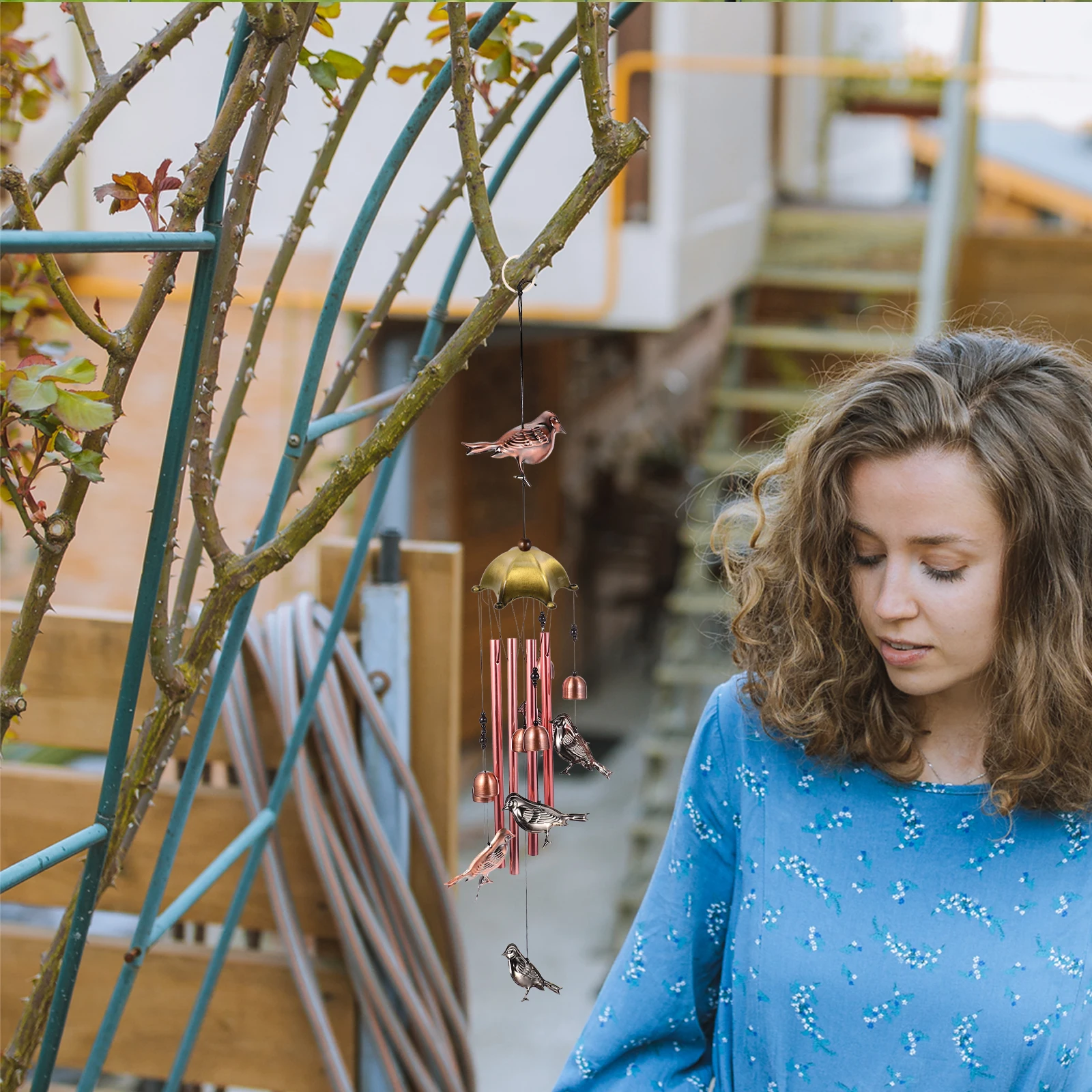 

8pcs Zinc Alloy Wind Chime Caps Finish For Garden Outdoor Decor Wind Bell Toppers Patio Porch Hanging Ornament