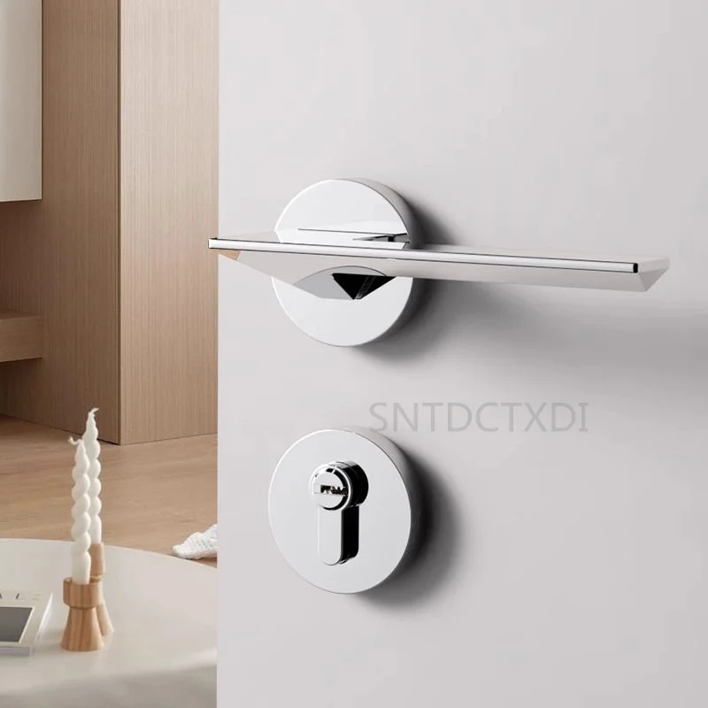 Bedroom Security Door Locks Bathroom Magnetic Silent Split Mechanical Door Lock Space Aluminum Handle Silver Interior Door Lock