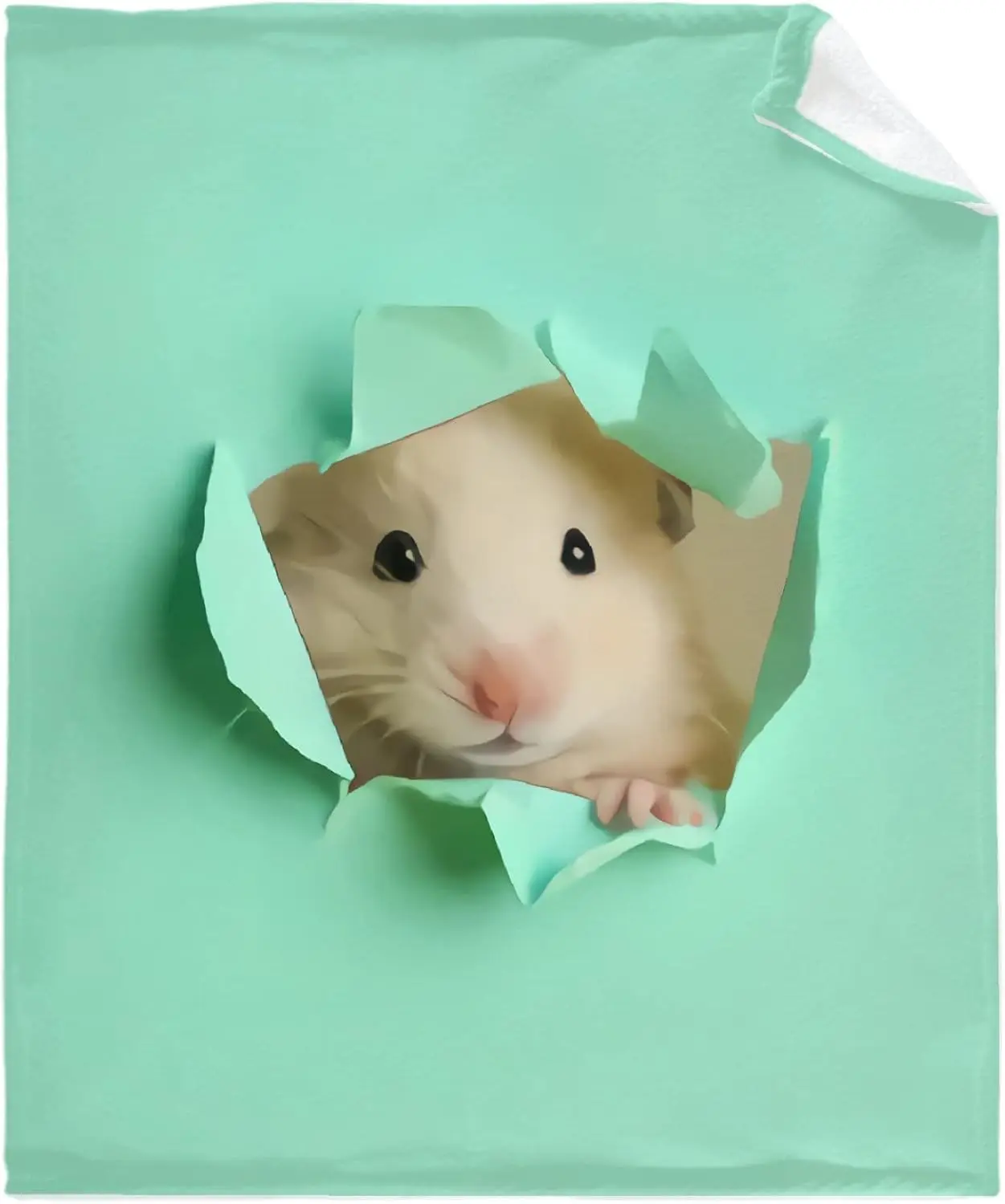 Cute Hamster Print Flannel Throw Blanket, All-Season Cozy Gift for Adults, Soft Animal Themed Decor for Bedroom Couch,