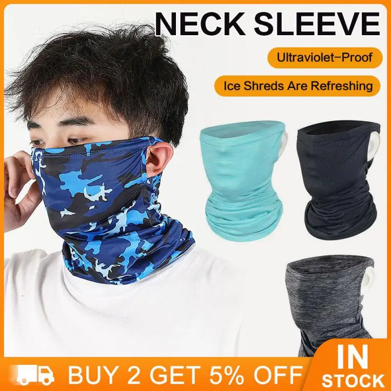 Ice Silk Mask Summer Sunscreen Cool Face Cover Headwear Cycling Fishing Hanging Ear Scarf Men Women Breathable Face Mask