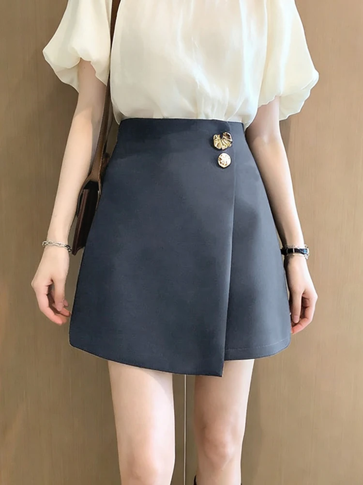 

Женская юбка с высокой талией, приталенная, весенняя, модная, утягивающая, короткая, с запахом, для делового и повседневного стиля, с высокой талией