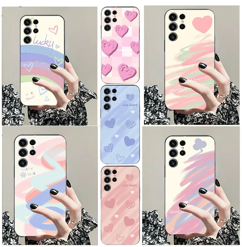 Rainbow tpu Black soft phone case for Samsung A 55 25 35 15 05 S 24 34 04 E 54 23 73 53 13 22 32 42 72 52 12 Galaxy 4 G 5 girls