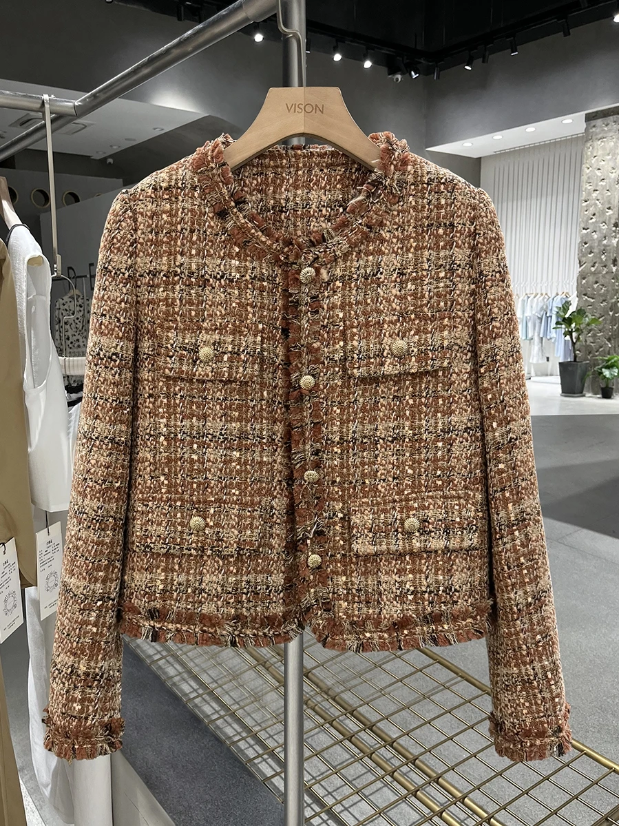 

i Color Du down Vest Women's Autumn Winter Coat Inner Tassel Trim Fce Lined Long Sve round Ne ort Sle