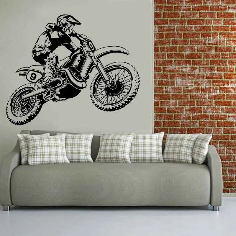 

Mountain Bike Wall Decals Motorcycle Race Extreme Sports Decals Bike Riders Stickers Moto Club sticker Boys Home Decor Sticker11