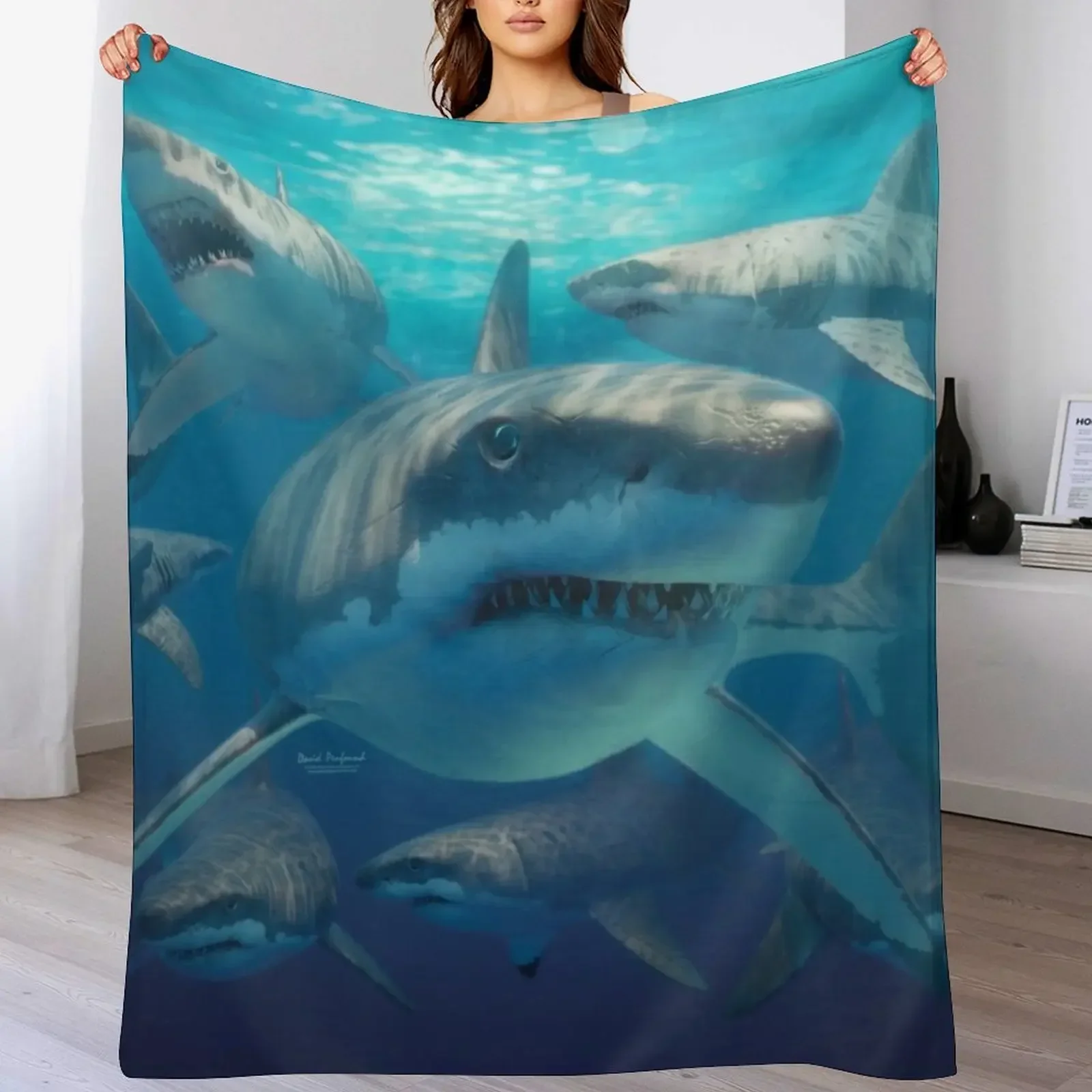 

Great white sharks Throw Blanket Bed linens Picnic Plaid on the sofa Sofa Throw Blankets