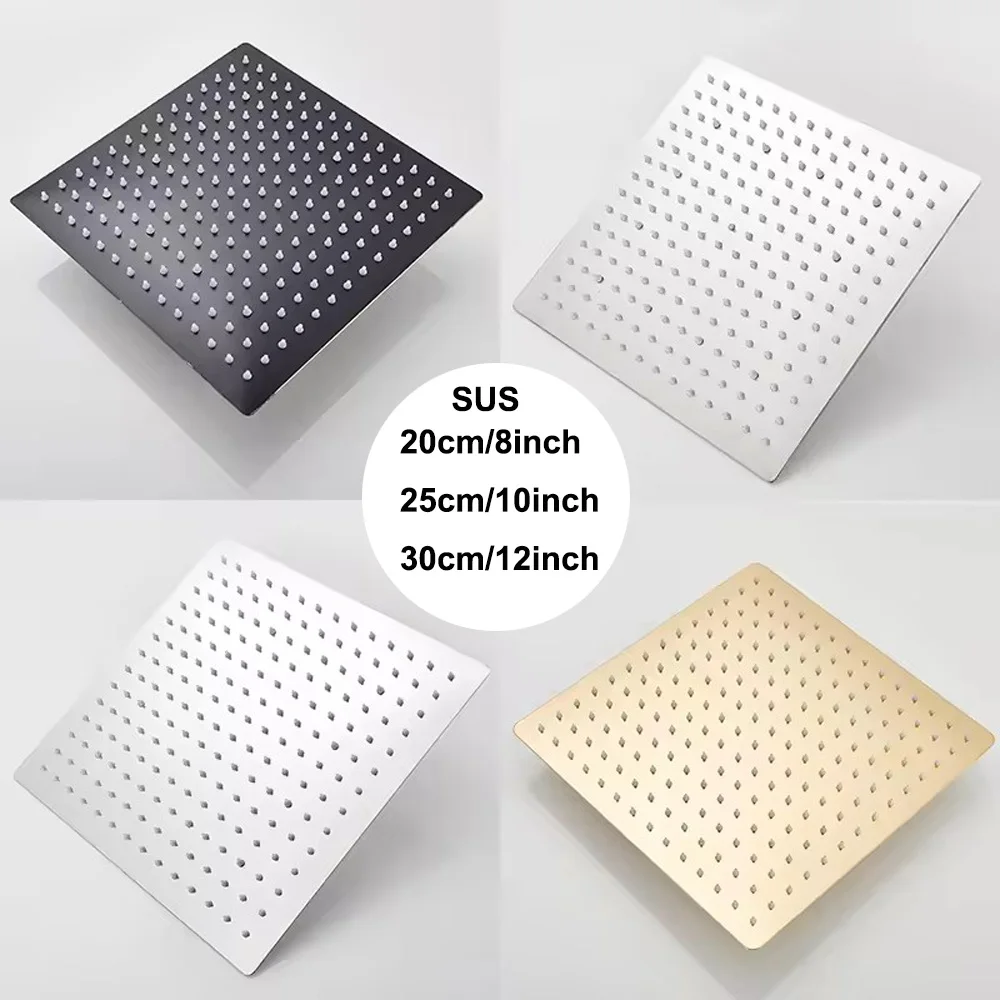 

Насадка для душа 8/10/12 дюймов, роскошная ультратонкая насадка для душа с дождевой насадкой из нержавеющей стали, хромированный смеситель для ванной комнаты, аксессуар