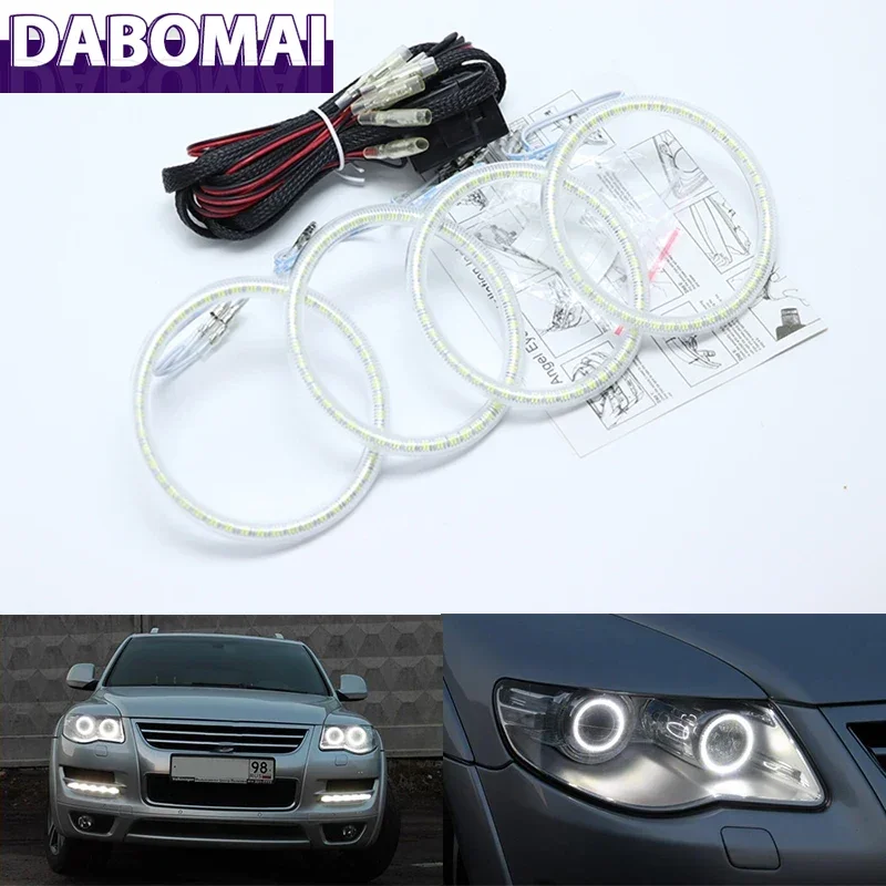

Ультра яркий SMD белый светодиодный комплект Angel Eyes 2600LM 12V Halo Ring, дневные ходовые огни для Volkswagen Touarg 2007 2008 2009 2010