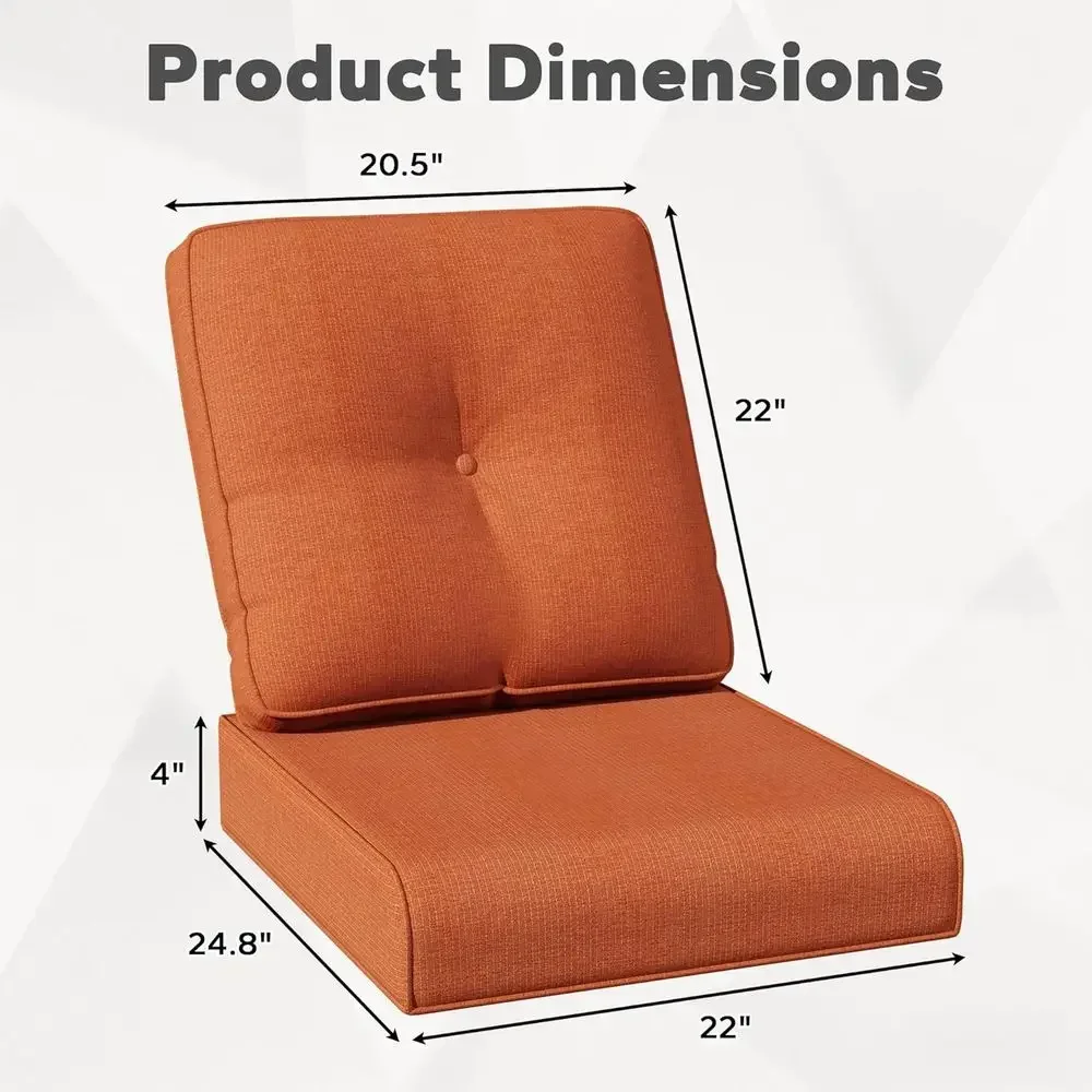 Outdoor Chair Cushions Set, 22x25/22x24 Inch Patio urniture Deep Seat Cushions, Water Resistant & Thick Cushion, Outdoor Replace