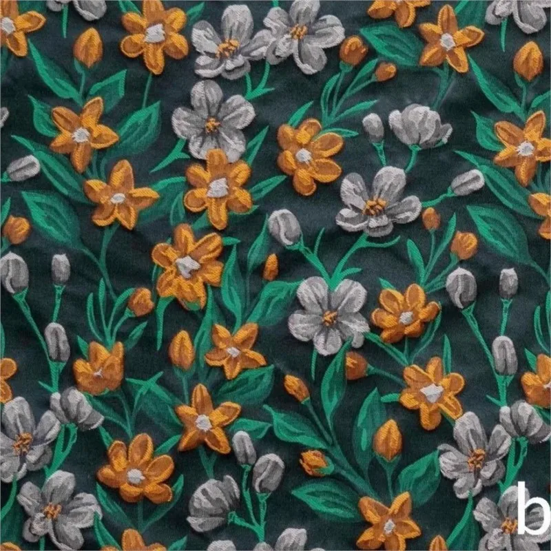 Textured country-style multi-color small flower relief floral jacquard fabric for women's dress and shorts