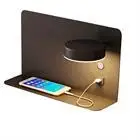 Black LED Wall Lamp Bedside Shelf USB Phone Charger Reading Light 110 ~ 240V