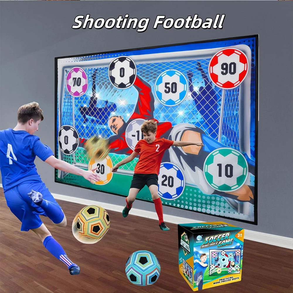 

Набор для игры в футбол для мальчиков и девочек, игра в футбол с мячом для дома и улицы, для двора, с 2 мячами, 1 фланелевой мишенью, футбольные ворота.