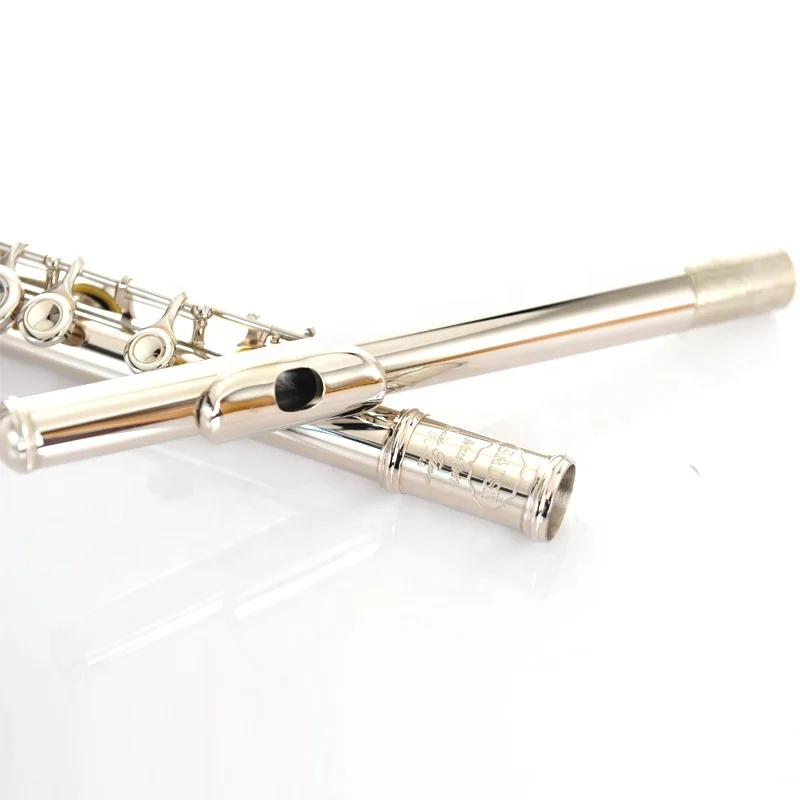 Professional flute instrument 16 hole closed hole white copper nickel plated silver silver model