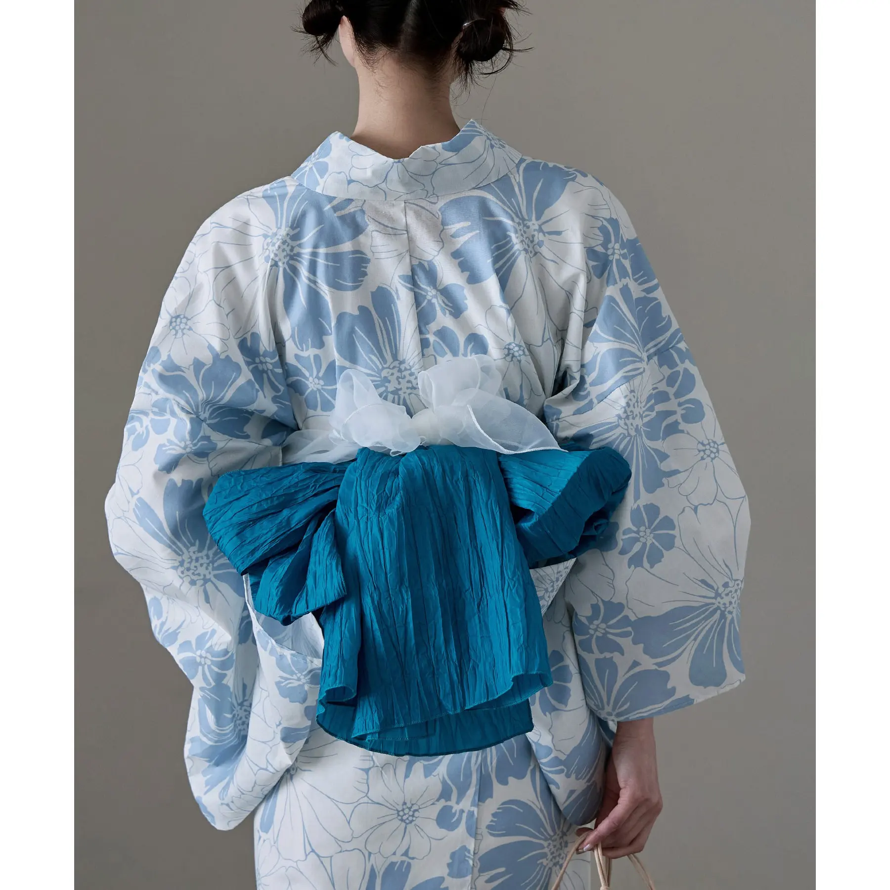 Traditional Yukata Kimono Cotton Linen Material Girls Dress Blue  Color Bath Robe Ethnic Women's Fashion Summer 2025
