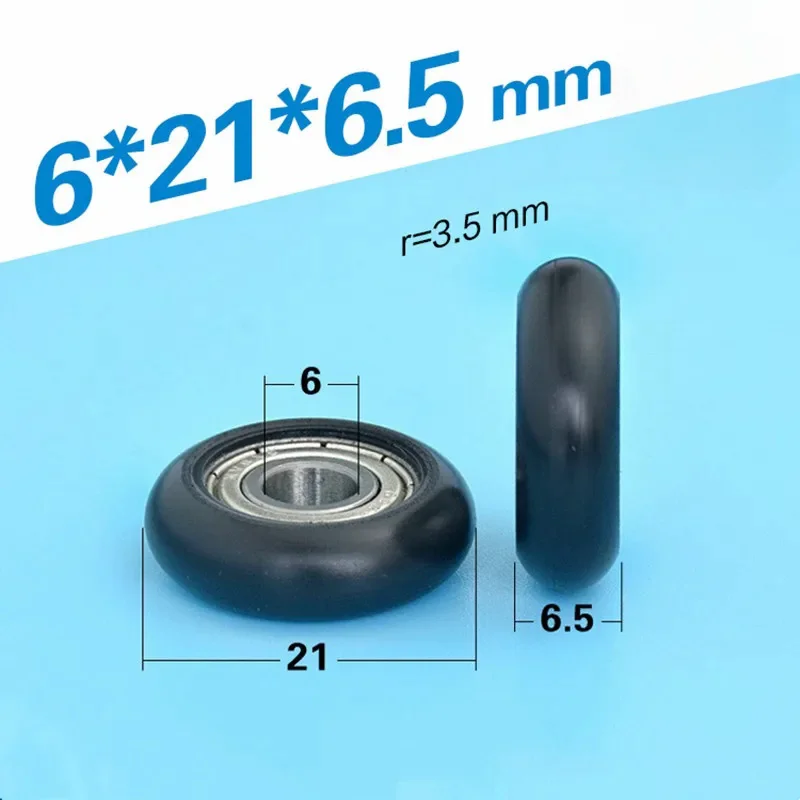 

circular arc plastic coated bearing 696ZZ 696 6*21*6.5mm roller POM nylon wrapped wheel pulley bore 6mm diameter 21mm