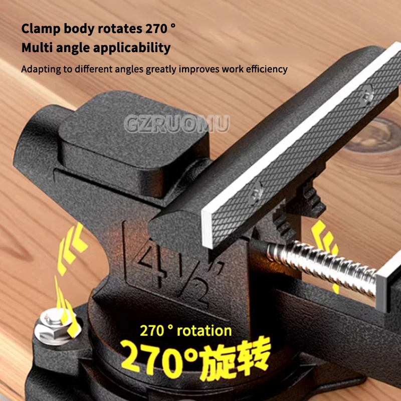 4.5/6 Inches Heavy Duty Cast Iron Bench Vise with 360° Swivel Base & Anvil Multipurpose Clamping Tool