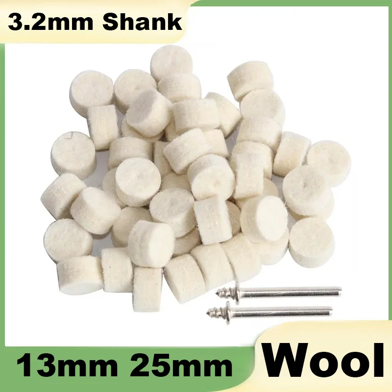 3.2mm Shank 13mm 25mm Wool Felt Polishing Buffing Round Wheel Grinding Pad For Dremel Rotary Tool Accessories