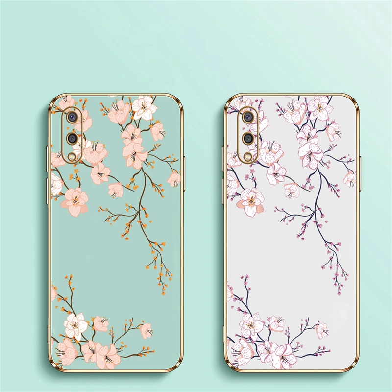 A05 Flowers Phone Case For Samsung Galaxy A02 A01 A02S A03 CORE A04E A10 A12 A11 A13 Soft Plating Shockproof Silicone Cover