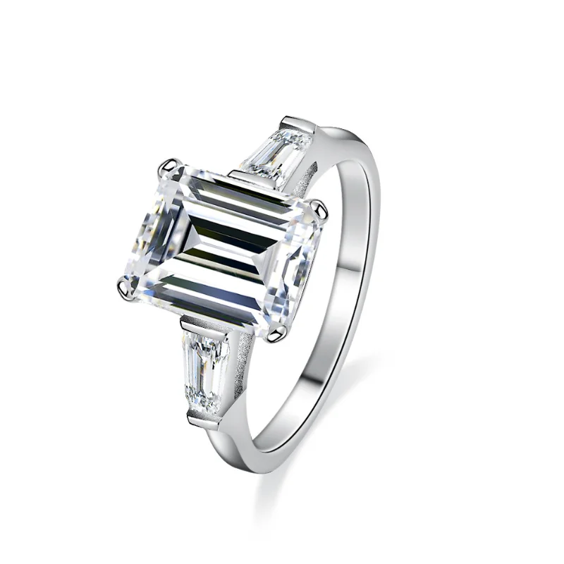 

Luxury Ladies Jewelry Ring 4 Carat Emerald Moissanite 925 Sterling Silver Wedding Fashion Engagement Rings