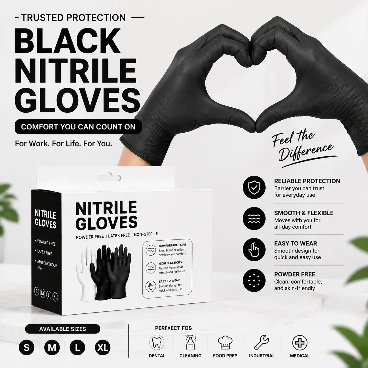 10/20PCS Nitrile Gloves Black Disposable Powder Free Latex Free Ambidextrous Food Safe Cooking Kitchen Catering Restaurant Prep