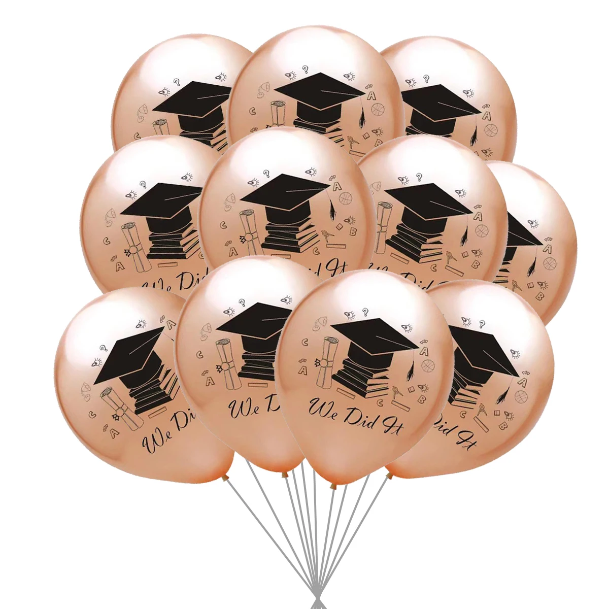 12pcs 12inch 2024 Class Graduation Party Balloons We Did It Bachelor Cap Graduates Hat Latex Balloon Congratulation Party Decor