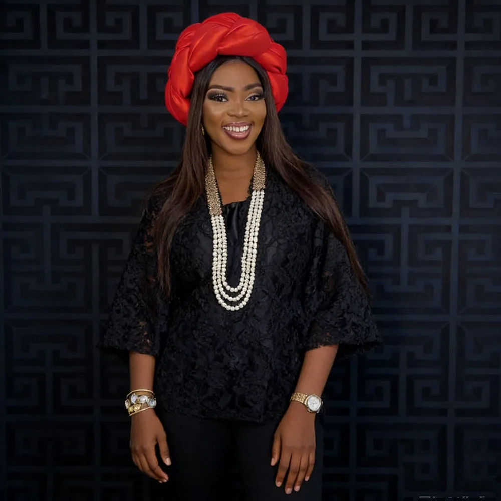 

Nigeria Wedding Party Headpiece Female Headband Exaggerated Big Braid Head Band African Turban Cap for Women Accessory Mujer