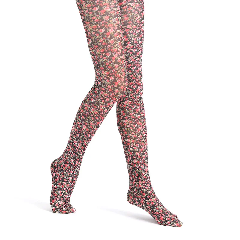 Spring and summer thin print pantyhose Joker flower Butterfly print stockings women socks snag-proof multi-styles.