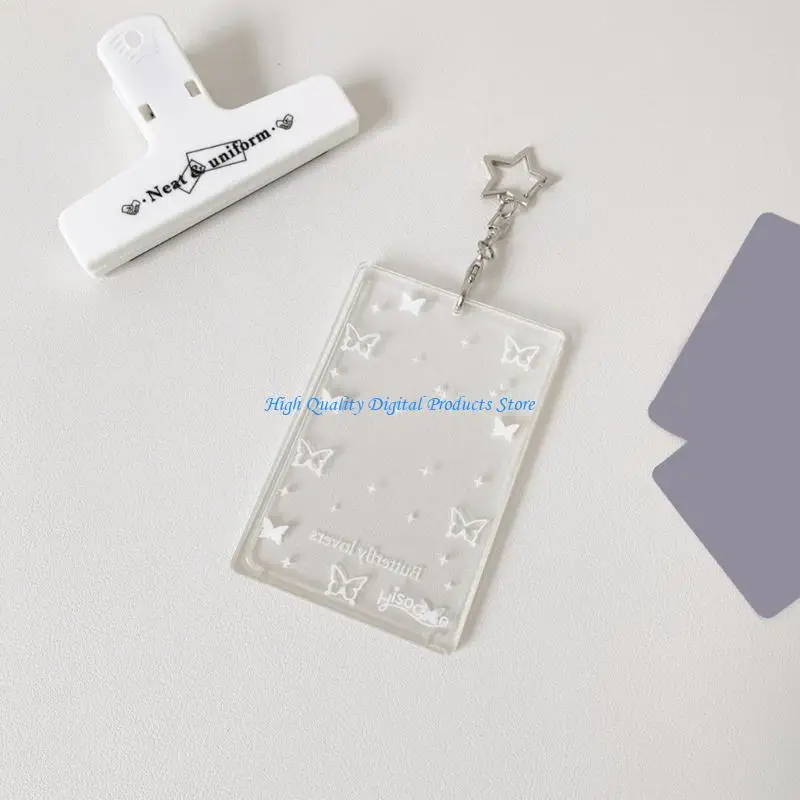 U2JE Clear Photo Protectors 3Inch Acrylic Card Case with Keychain Charm Waterproof Acrylic Card Protector for Collectors