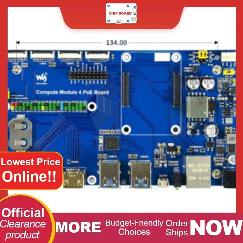 Raspberry Pi Compute Module 4 IO Board With PoE Feature, For All Variants Of CM4, Gigabit Ethernet RJ45 with PoE support
