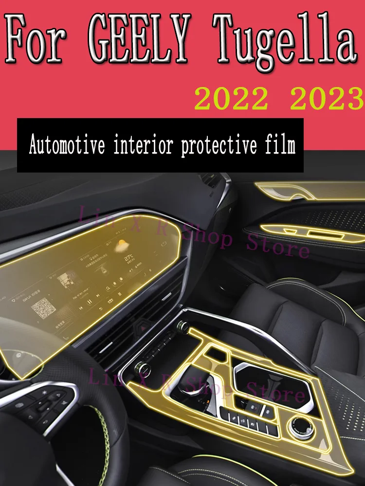 For Geely Tugella 2022 2023 Gearbox Panel Navigation Automotive Interior Screen Protective Film TPU Anti-Scratch Sticker